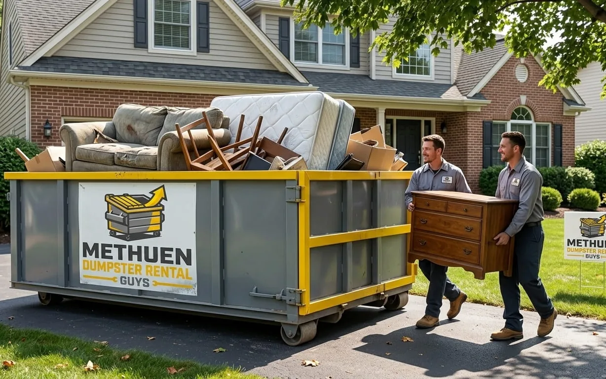Dumpster sizes in Methuen MA Roll-off dumpster sizes available in Methuen, Massachusetts